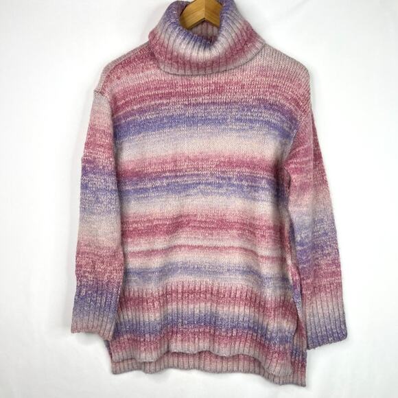 Style & Co Pink & Purple Chunky Knit Turtleneck Sweater Small - Picture 2 of 9